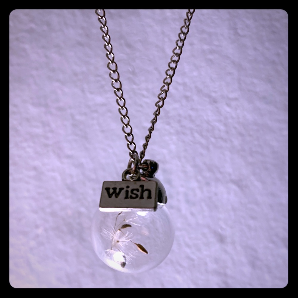 WISH Necklace w/dandelion petals inside